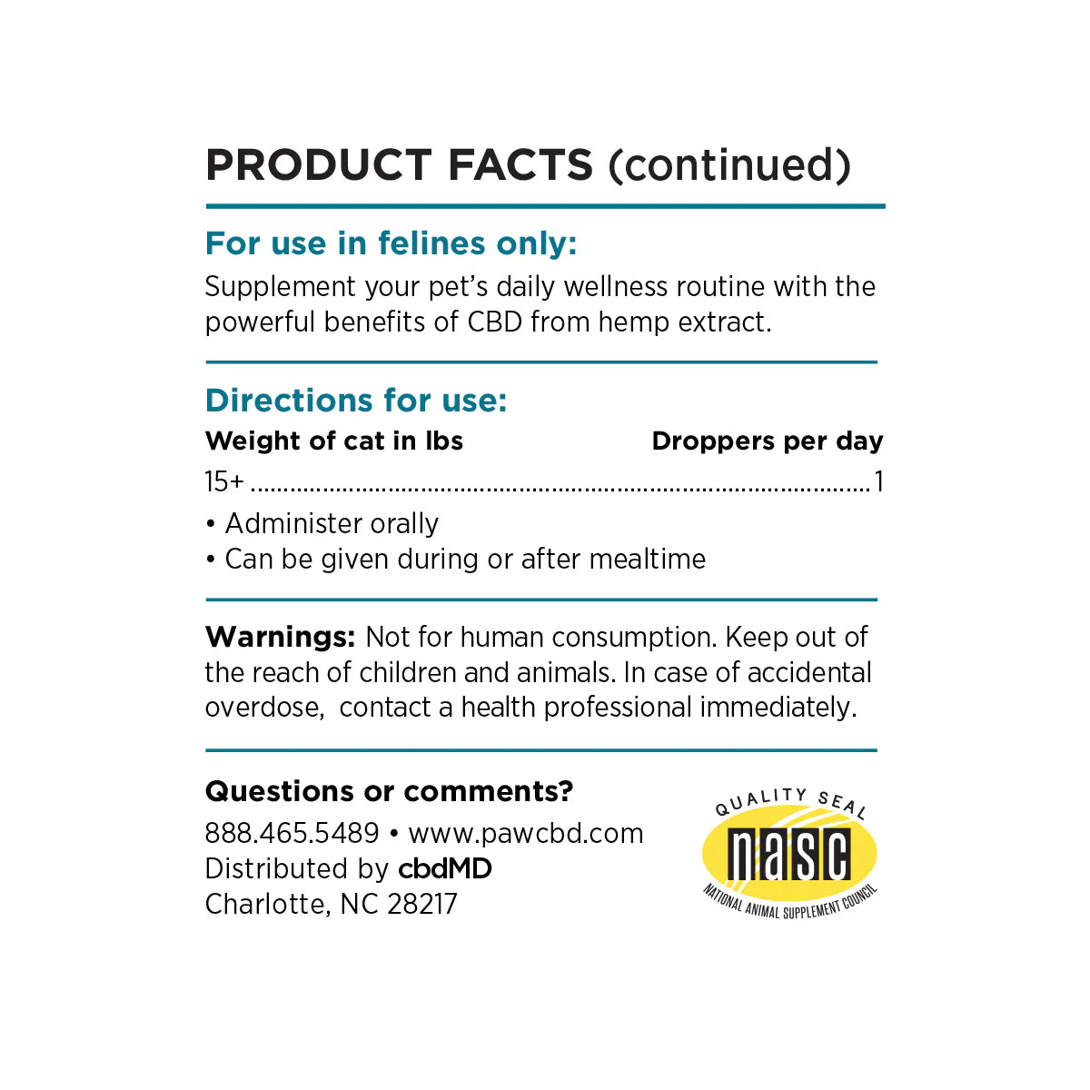 PawMD Oil Calming Cat 300 mg - 30 ml